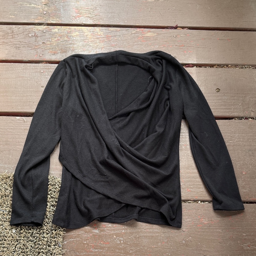 1. State Black Drape Front Top